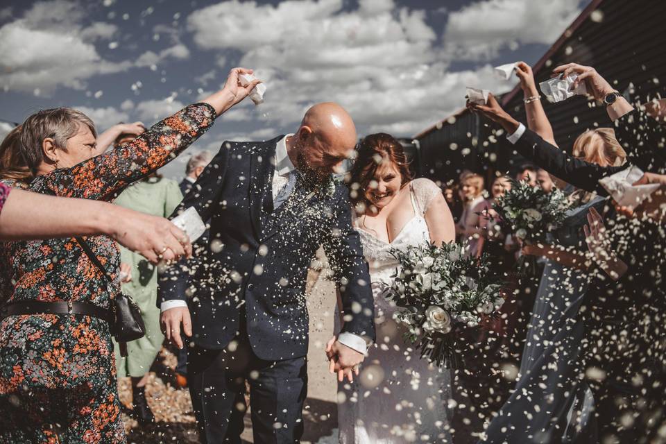 Confetti, even in the wind.