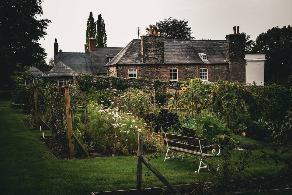 View of the house from walled
