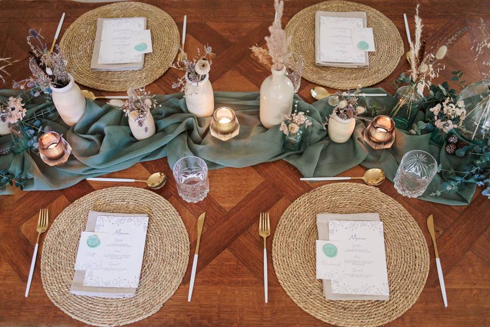 Sage green table styling