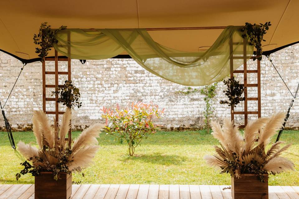 Garden ceremony backdrop