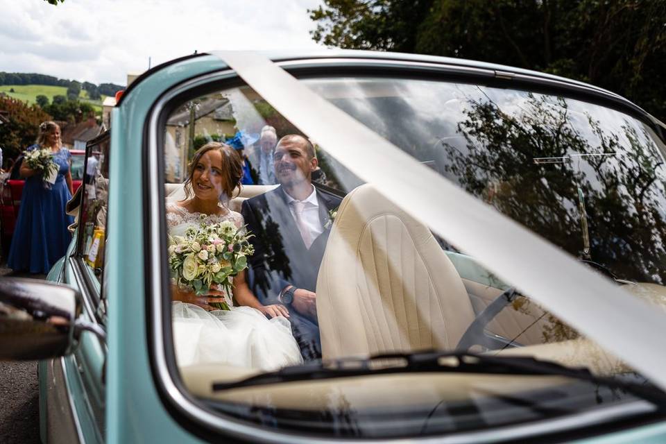Through the wedding car window
