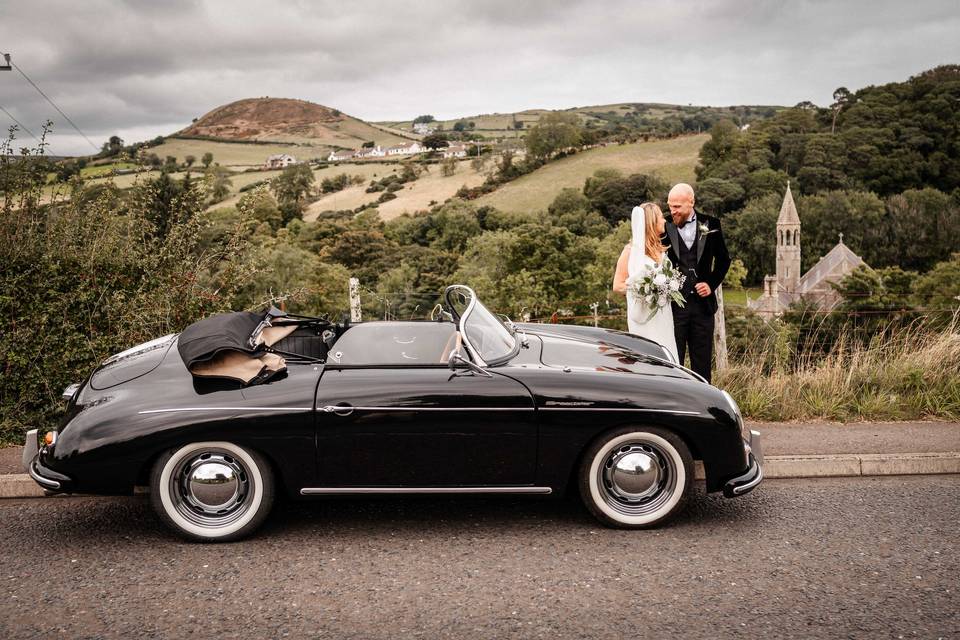 Classic car and couple