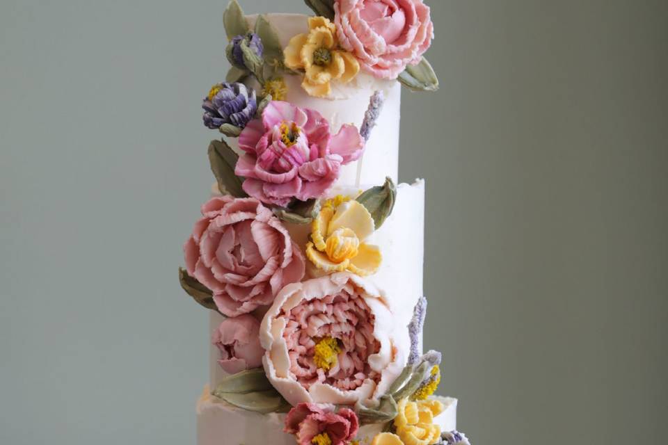 Hand sculpted floral cake