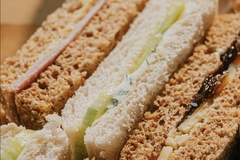 Freshly cut sandwiches