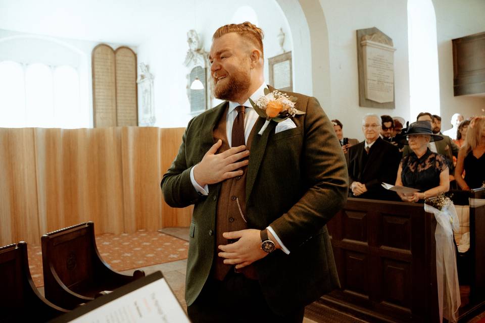 Seeing his bride