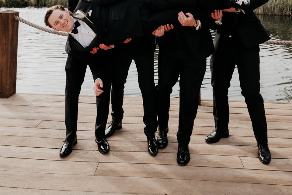 Groomsmen by the decking