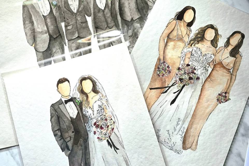 Bridal party illustrations