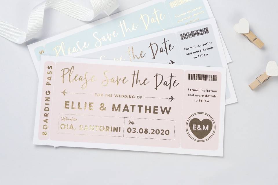 Boarding pass save the dates