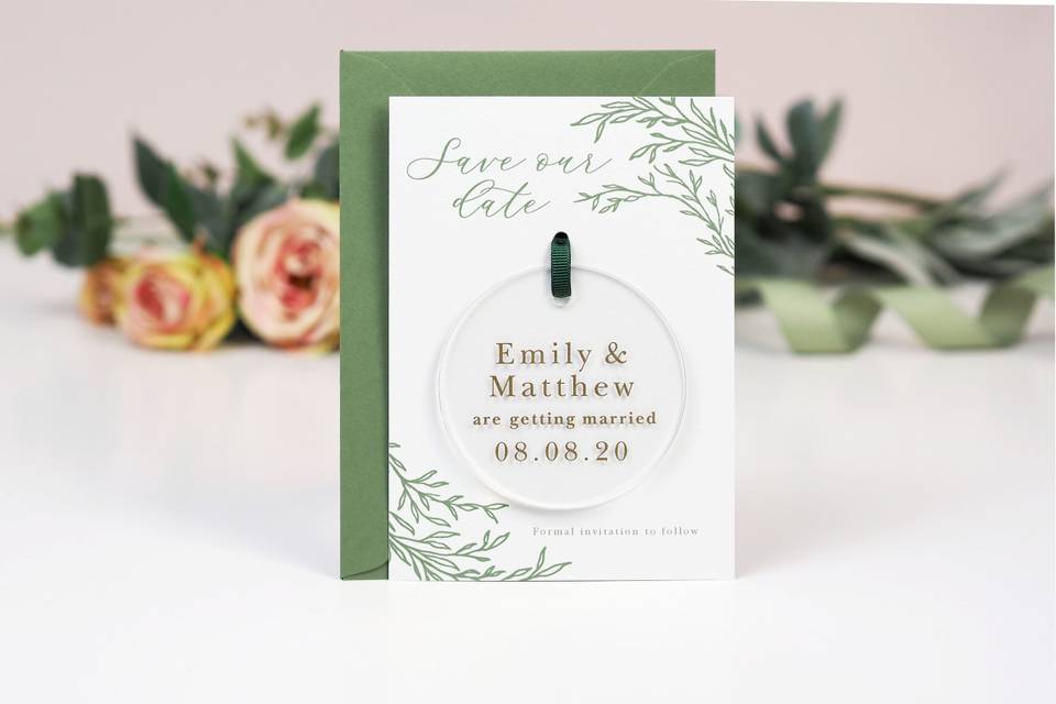 Acrylic hanging save the dates