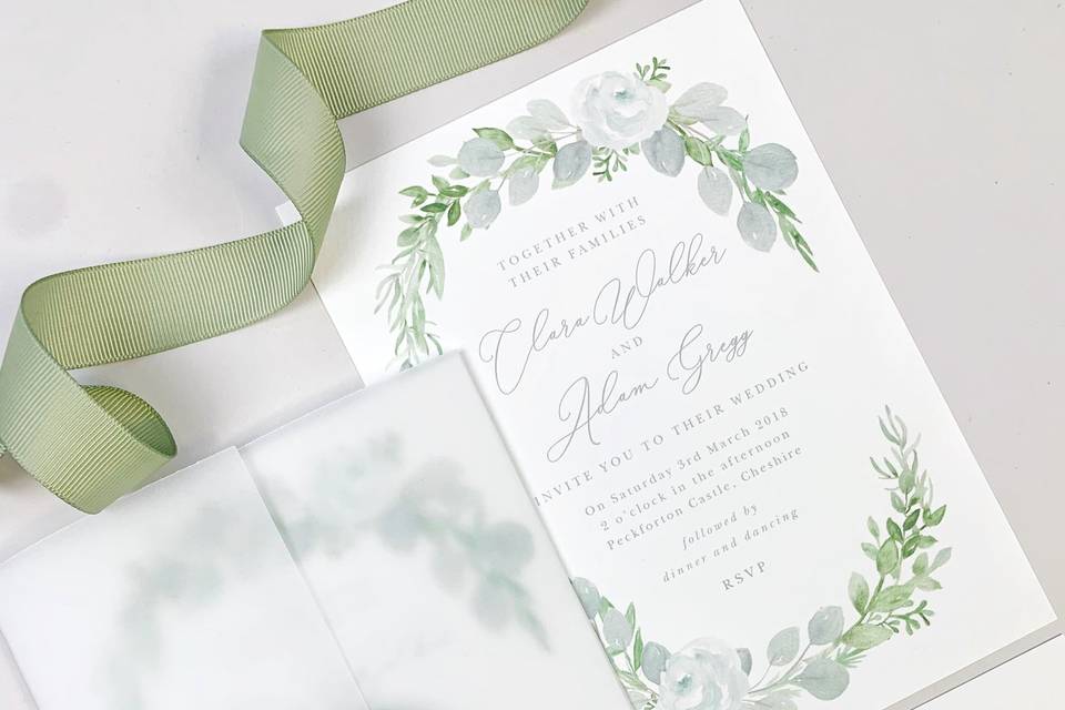 Eucalyptus wedding invitations