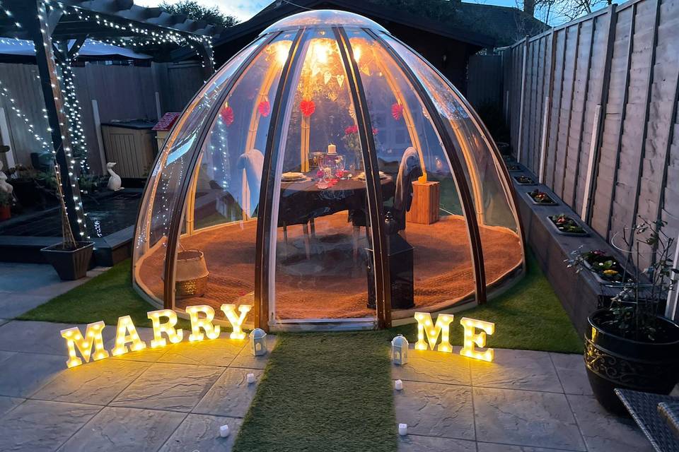 Wedding proposal dome hire