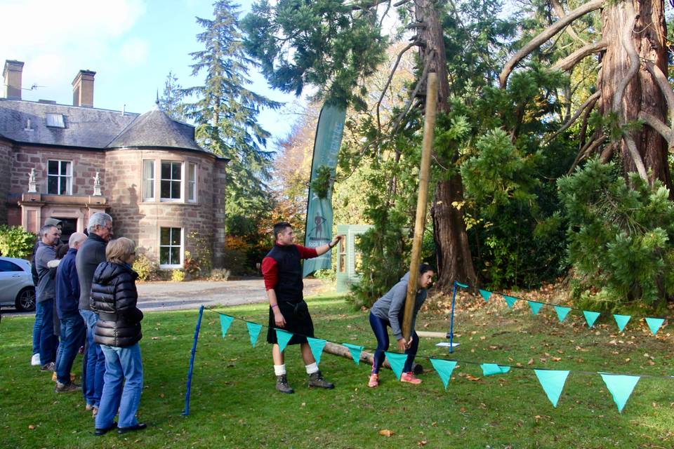 Highland games on lawn