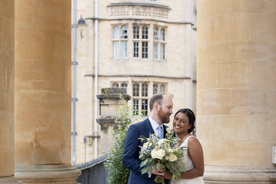 Oxford wedding bride and groom