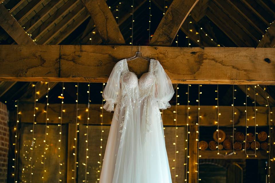 Bridal Dress in the Barn