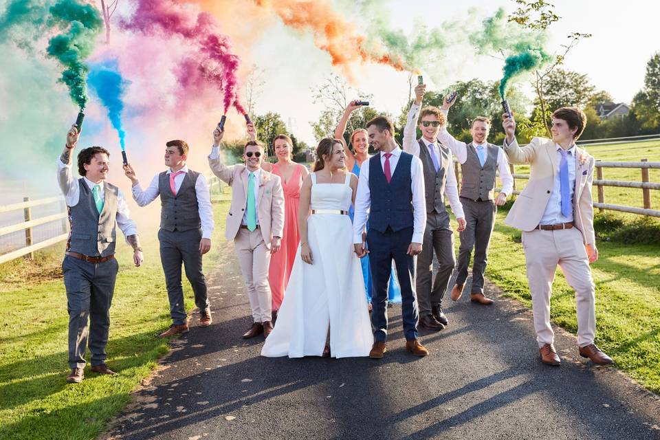 Colourful smoke bombs