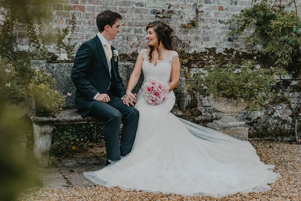 Newlyweds in the garden