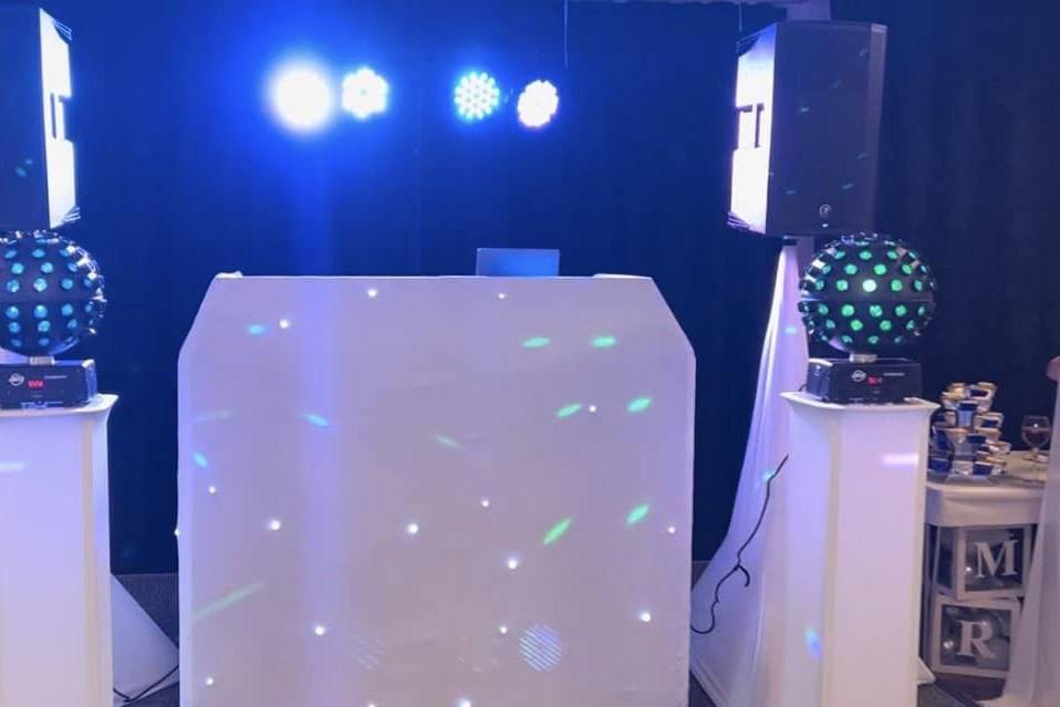 White DJ setup for wedding