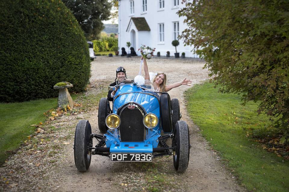 Bugatti wedding getaway car