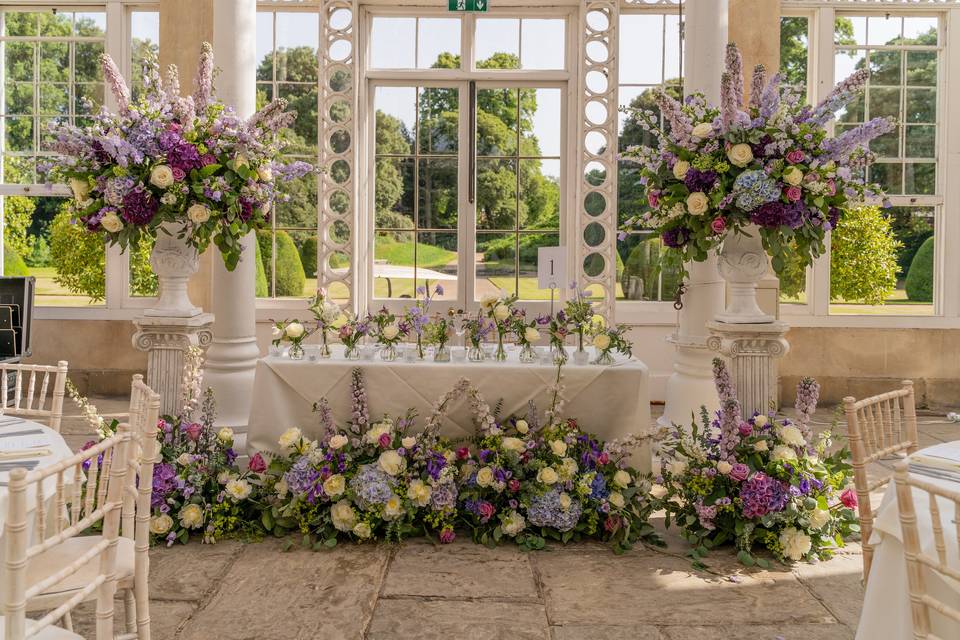 Grand pedestal arrangements.