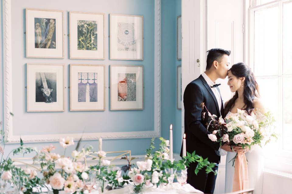 Happy couple in Reading Room