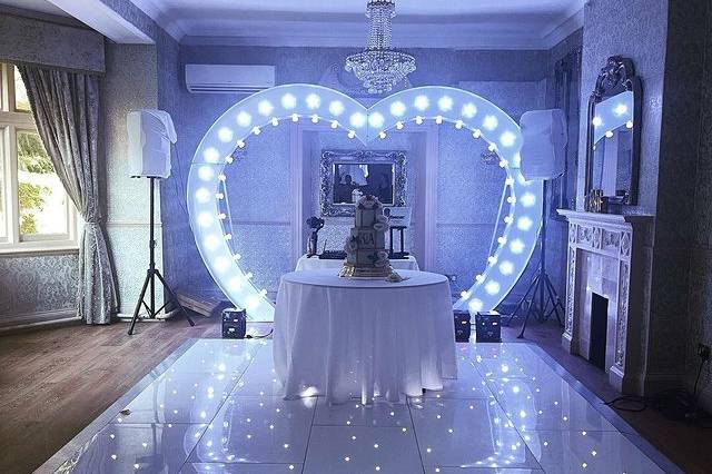 Heart arch and dance floor