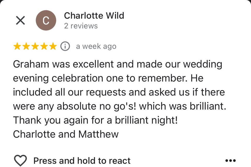 Charlotte & Matthew review