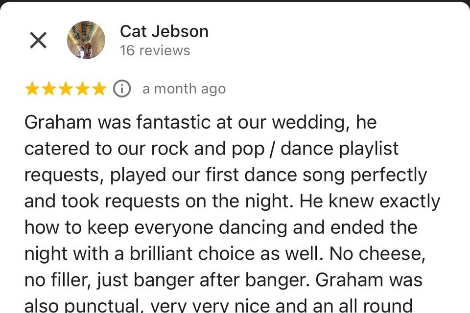 Cat & Jamie Google review