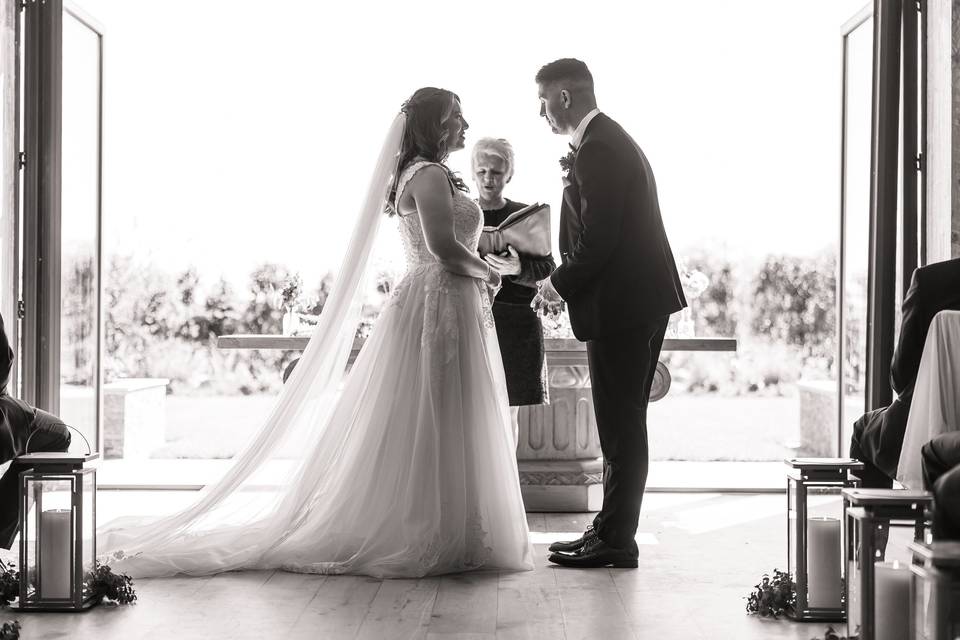Ceremony space with doors open