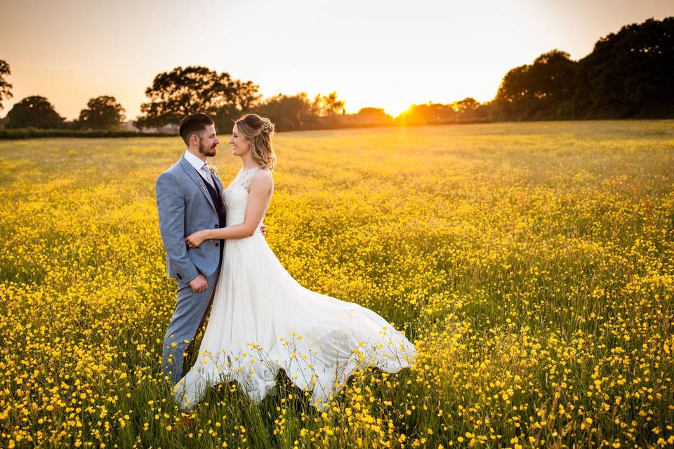 Couple in a field - Philip Bedford Wedding Photography