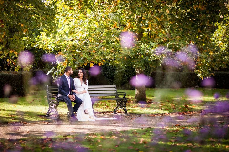 Seated on a bench - Philip Bedford Wedding Photography