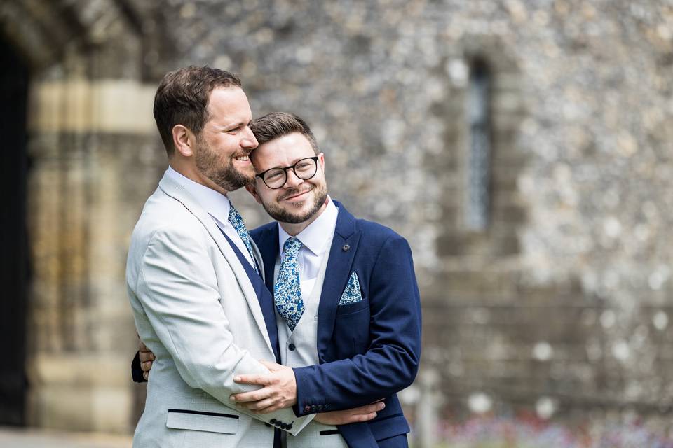 Two men enjoy their wedding