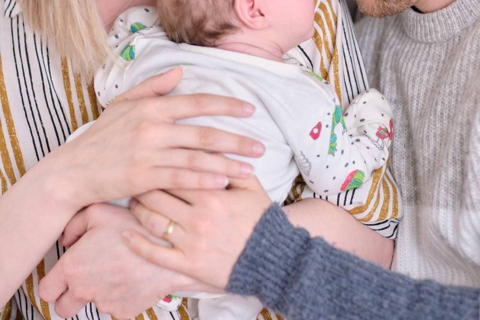 Family portraits with newborn