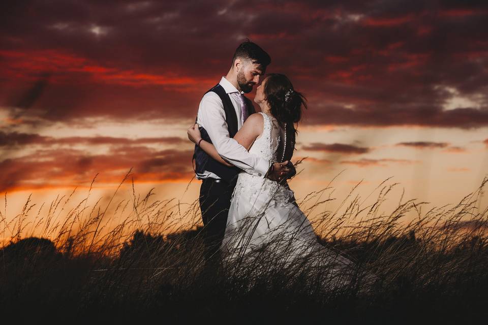 Sunset wedding in nature