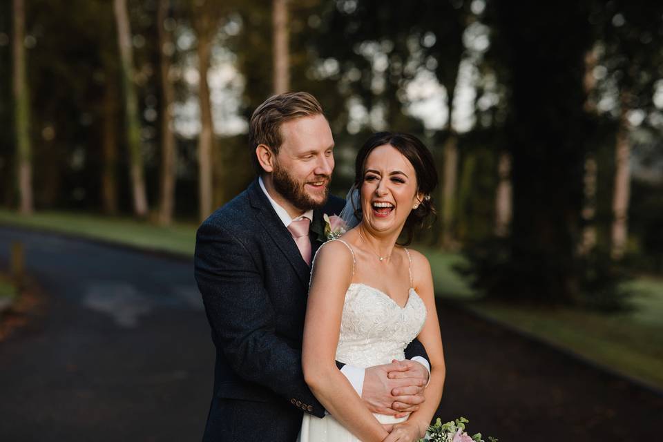 Newlyweds share a laugh