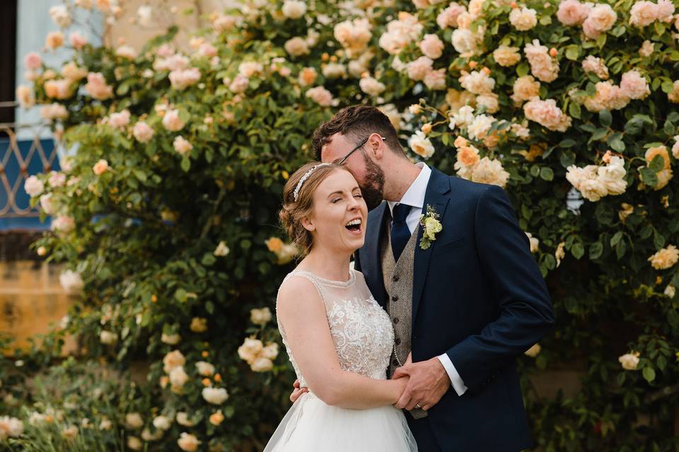 Bride laughing