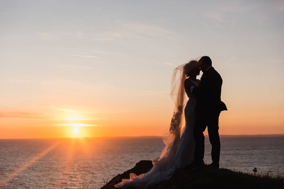 Bride and Groom at sunset