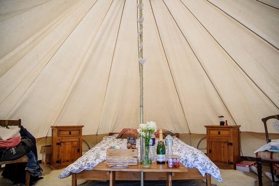 Bride & grooms glamping tent