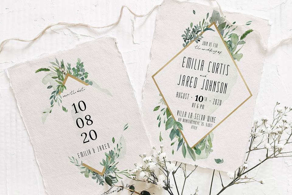 Green foliage wedding theme