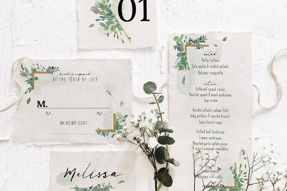 Green gold foliage wedding