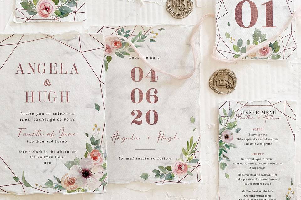 Watercolor floral invitation