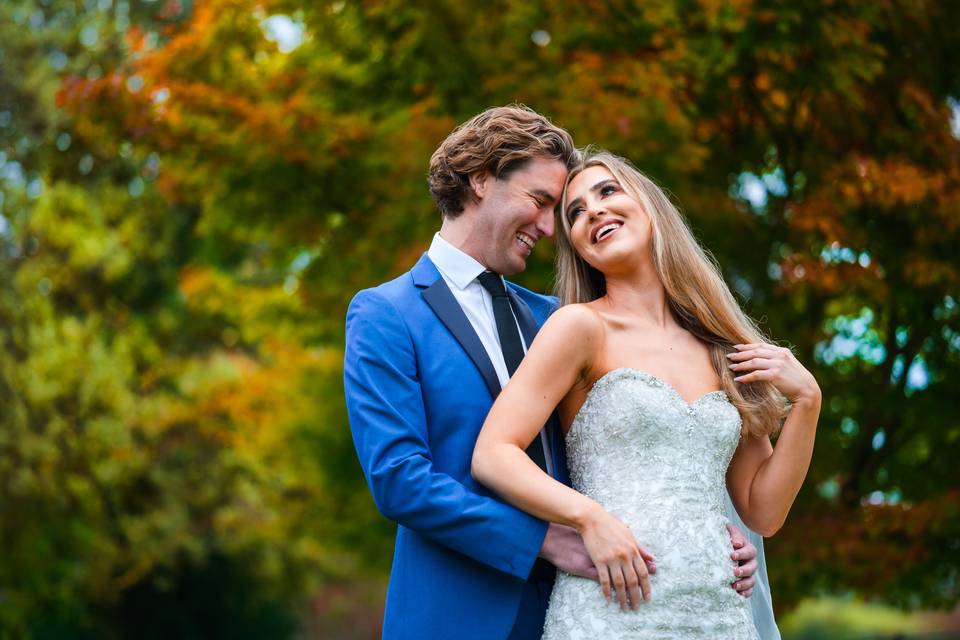 Bride and groom natural pose