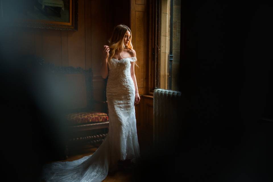 Window lit bride