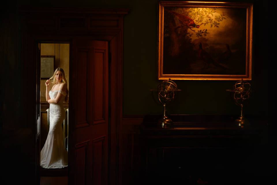 Window lit bride