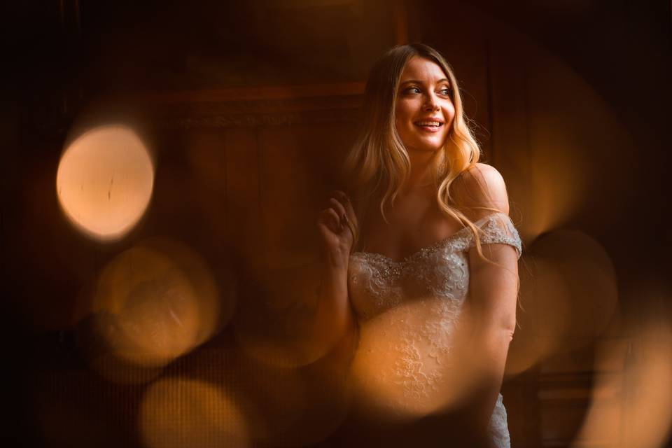 Bride with bokeh balls