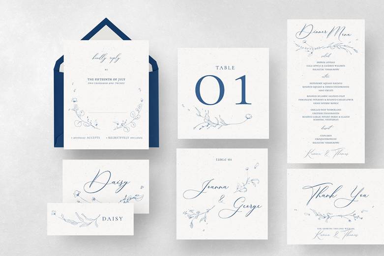 Typography wedding floral