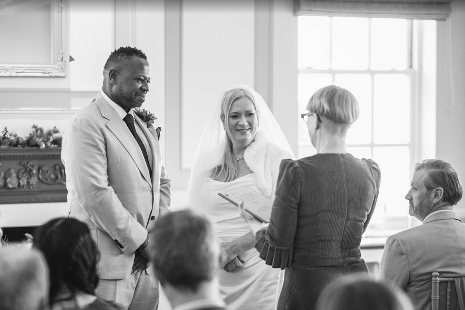 Celebrant Beth with couple