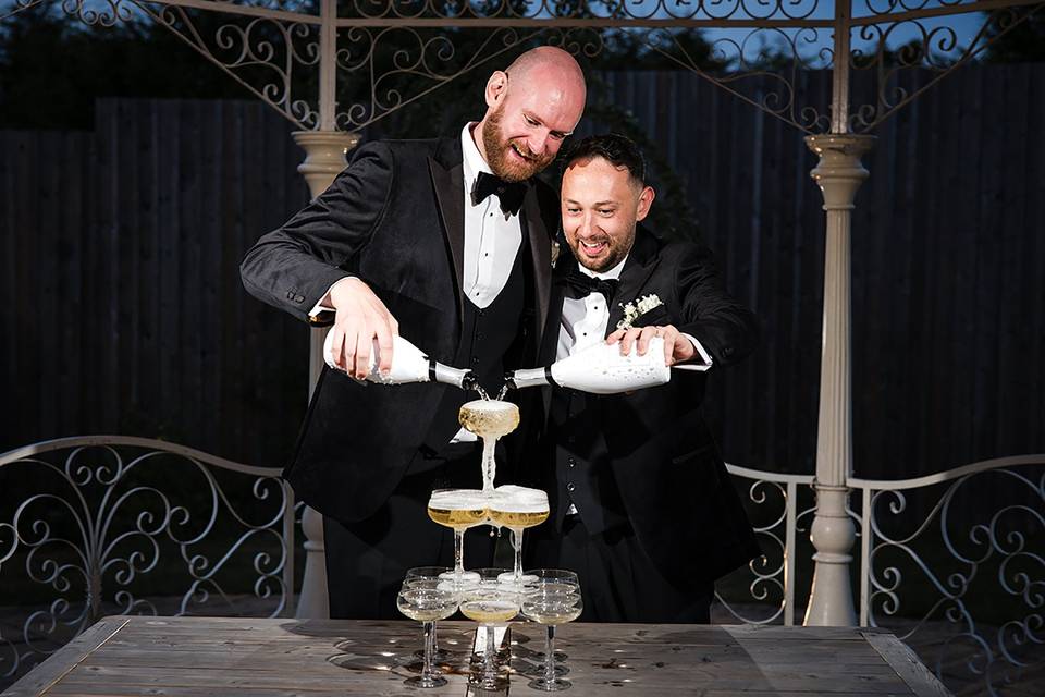 Champagne tower celebration