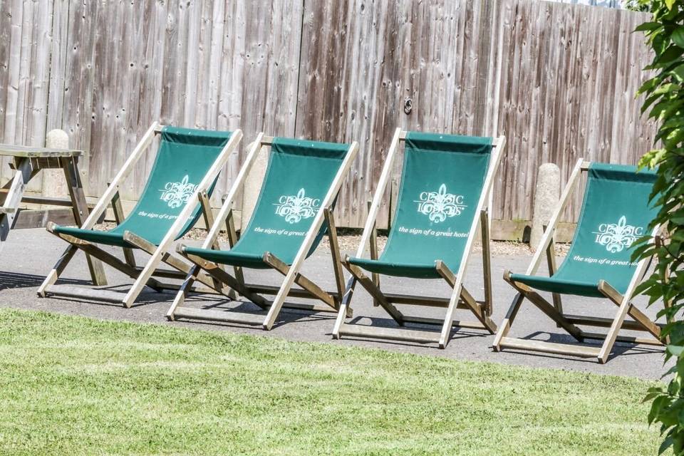 Deck chairs, ready for the sunny weather