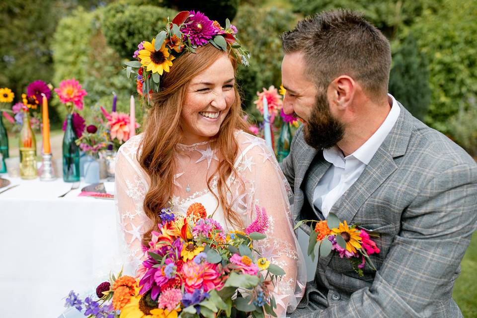 Rainbow outdoor wedding