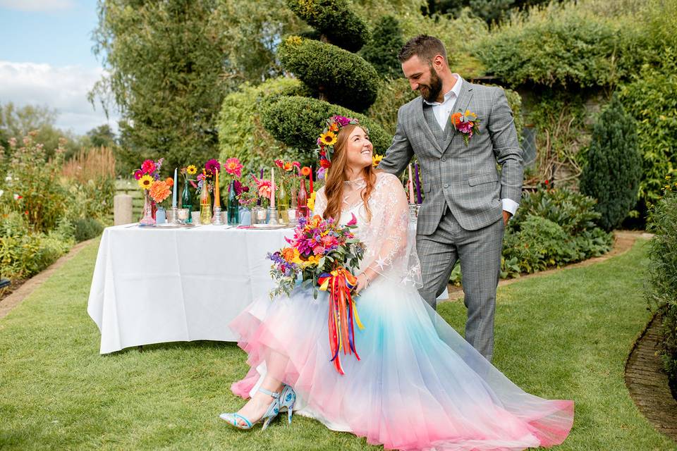 Rainbow outdoor wedding